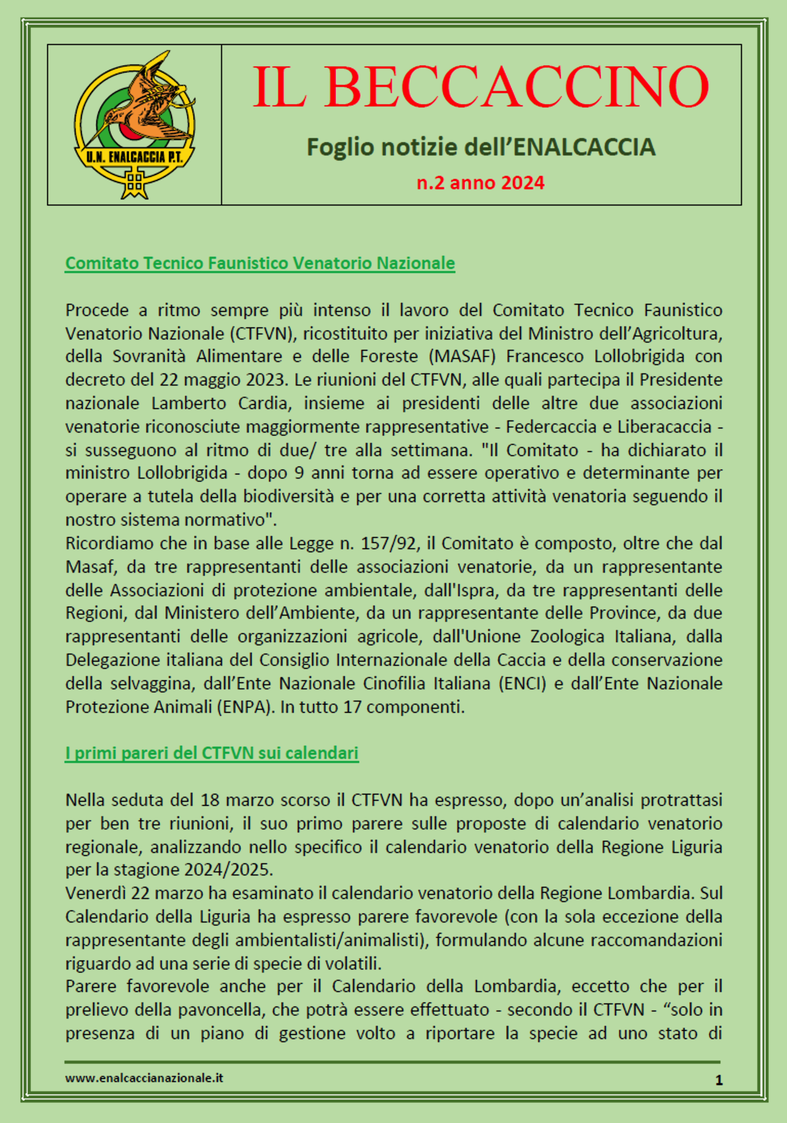 Foglio Notizie Il Becaccino - Nr. 2/2024